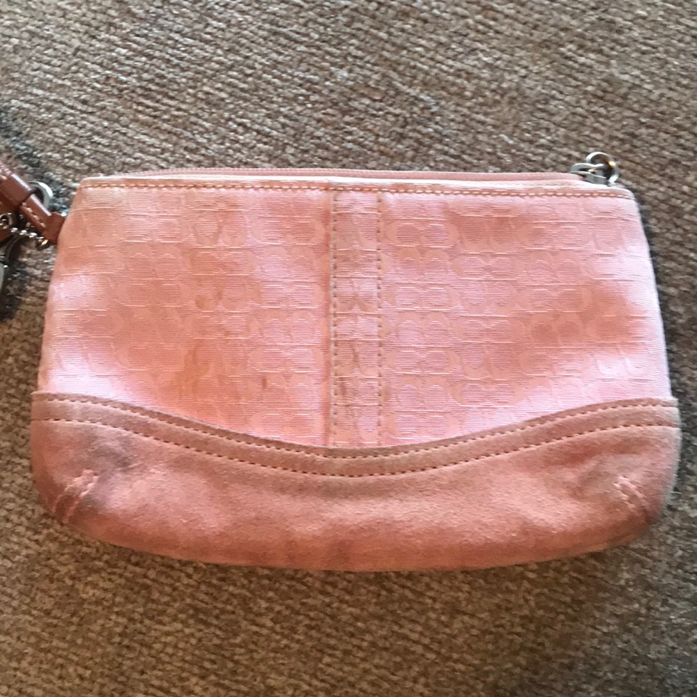 Pink coach wristlet
